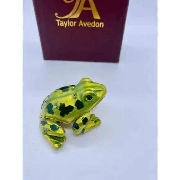 Spotted  Green Frog Trinket Box