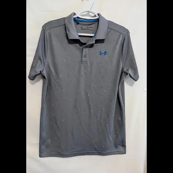 Boys Collared Under Armour Gray Shirt/ Speckled/Logo/YXL/Comfortable