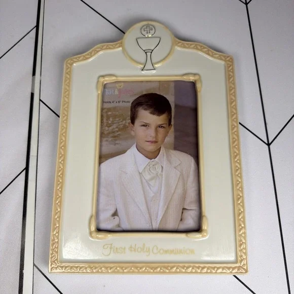 New Nat & Jules First Holy Communion Ceramic White Frame 6.5 X 9.5 4x6 Photo
