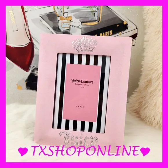 💗💟 Juicy Couture pink velvet picture frame bling logo 💟💗 NWT