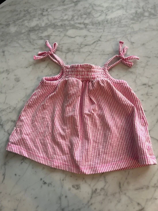 GAP Pink & White Striped Tie-Shoulder Tank Top