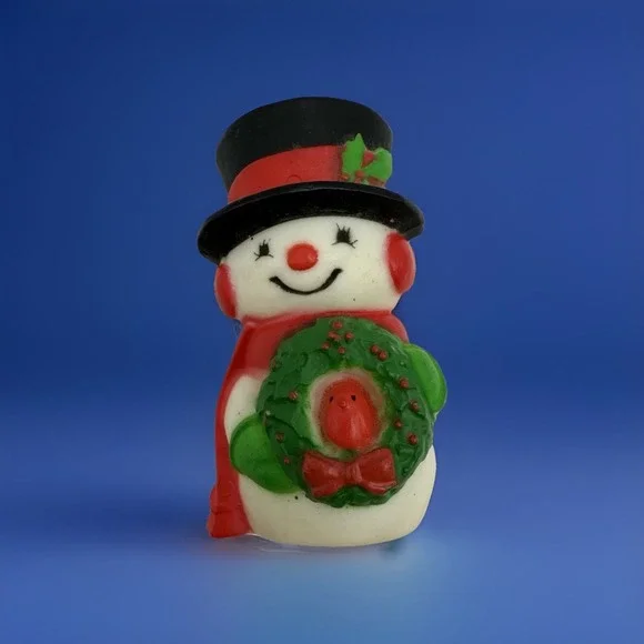 VINTAGE Snowman Wreath Bird‎ Holiday Pin Christmas Brooch Collectible