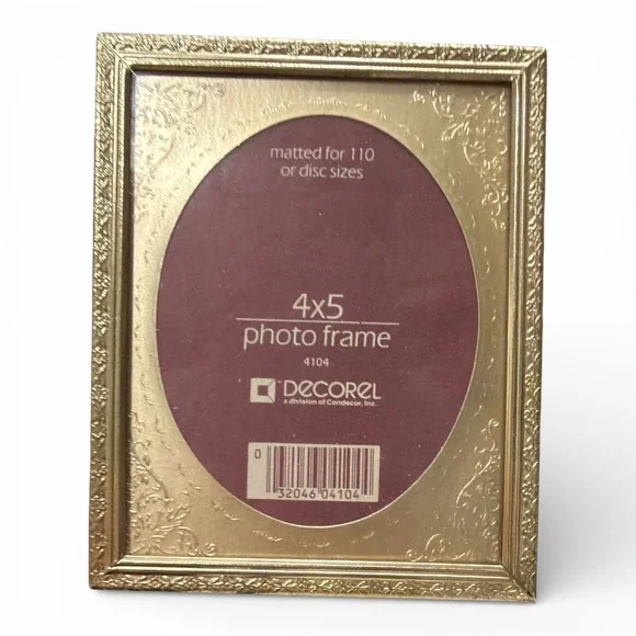 Vintage MCM 4x5 Gold‎ Decorel Photo Frame Matted For 110 Or Disc Sizes Stand