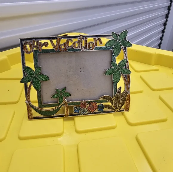 Tropical Vacation Photo Frame with Green Accents