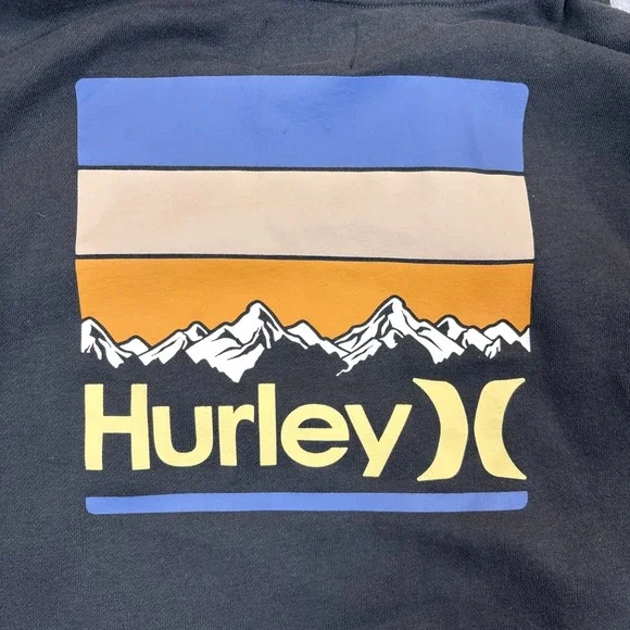 Hurley Hoodie Boys Youth XL Long Sleeve Pullover Black Hoodie Casual Skater Logo