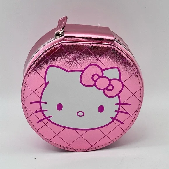 Sanrio Hello Kitty Round Zip Around Jewelry Travel Storage Case