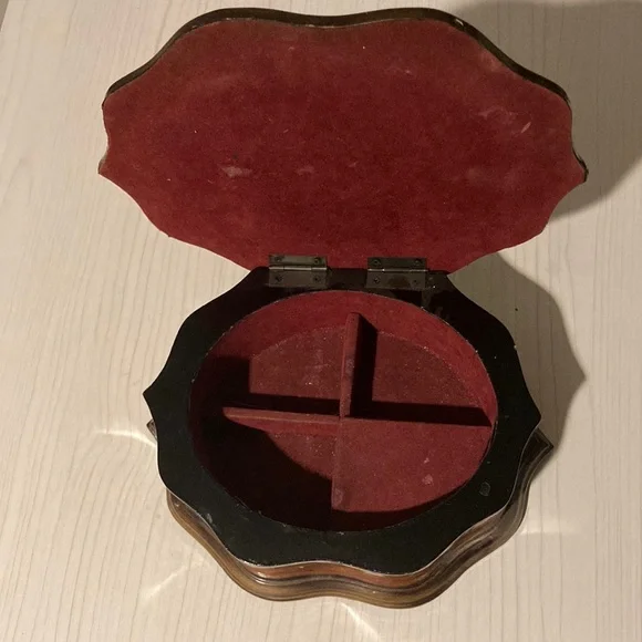 Vintage Wooden Jewelry Box with Floral Design
