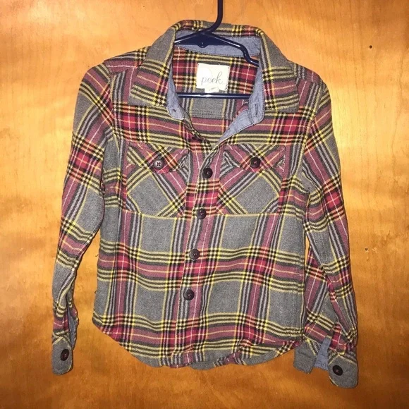 Peek Boys Flannel Button Down XS 2T-3T