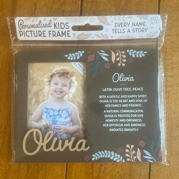 Picture frame personalized for Olivia. NWT