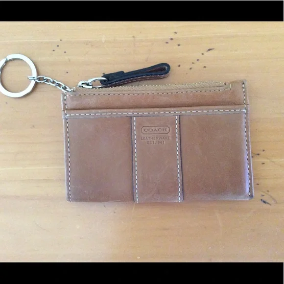 Vintage Coach tan credit card key holder