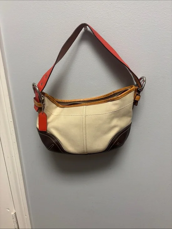 Coach Cream Canvas Hobo Style # 9508