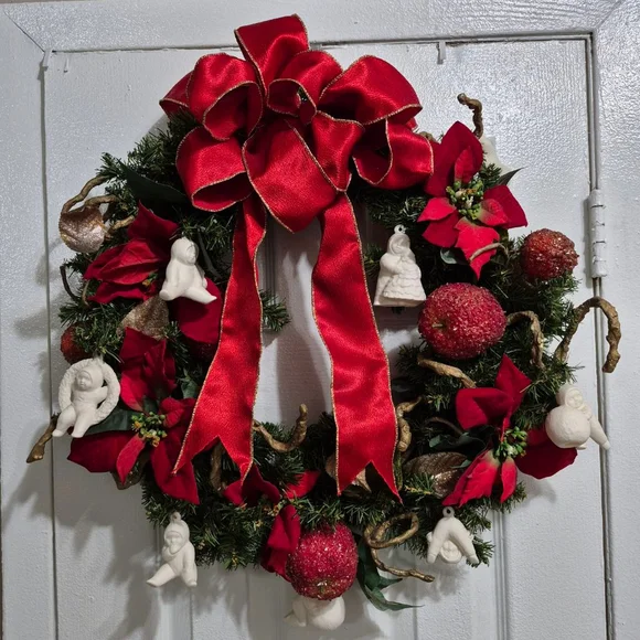 Holiday Christmas Wreath One Size‎ Red Green Gold White Ornaments