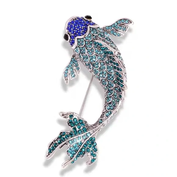 Betsey Johnson Blue Koi Fish Brooch Pin