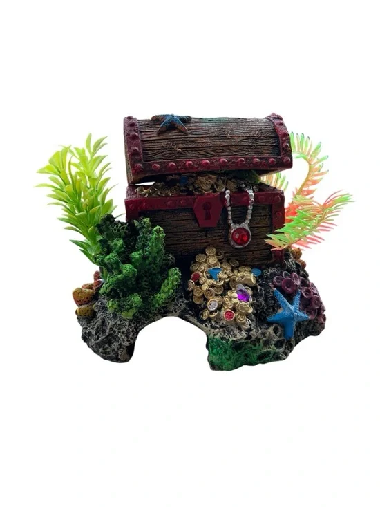 🐠 GloFish XL Treasure Chest Aquarium Décor – Color‑Changing Under LED – New