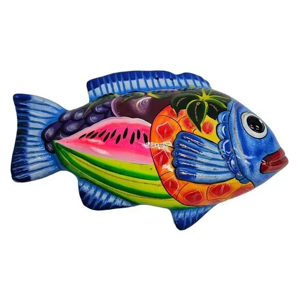 Vintage Ceramic Fish Wall Decor Large‎ Beige Brown Realistic Whimsical Bluegill