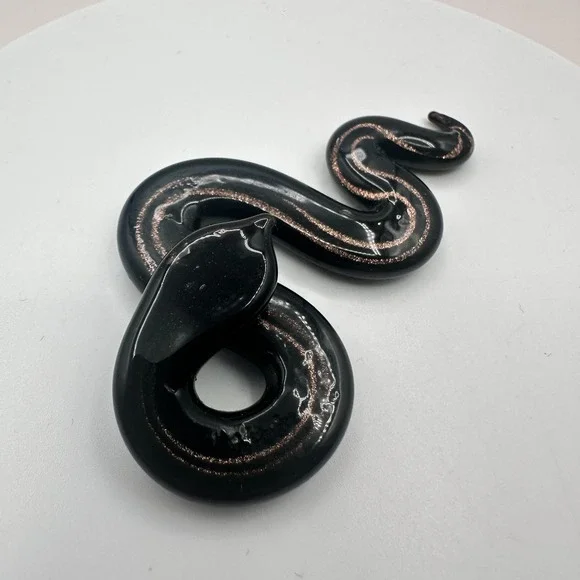 Vintage 90s Black Snake Gold Swirl Art Deco Goth Home Decor Accessories
