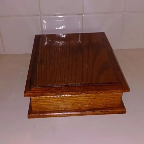 Vintage Wooden Padded Jewelry Box 7.5 W X 9.5 L
