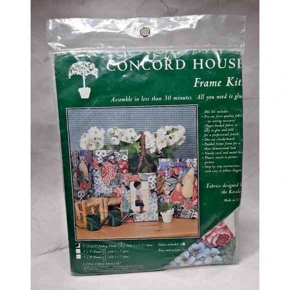 Vintage Concord House Frame Kits 5.25 x 7 Folding Frame Floral Veggie Pattern