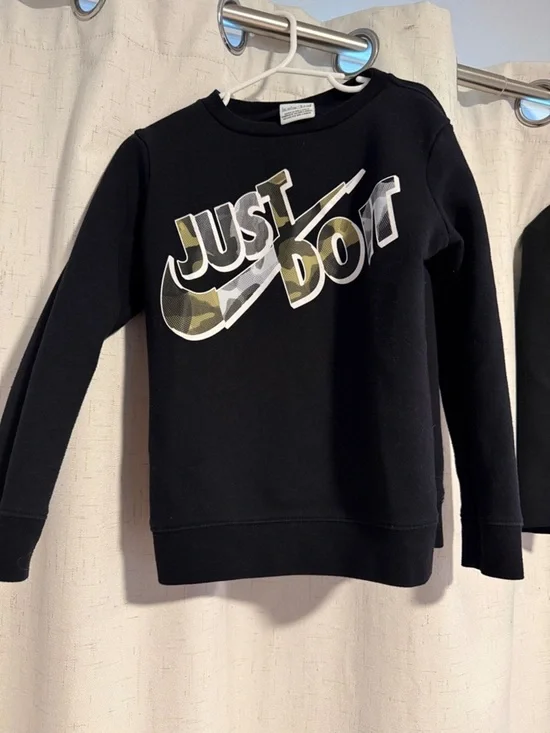 Nike Kids Black Sweatshirt with Camo 'Just Do It' Logo