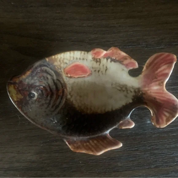 Handcrafted Ceramic Fish Decor - Brown and Cream