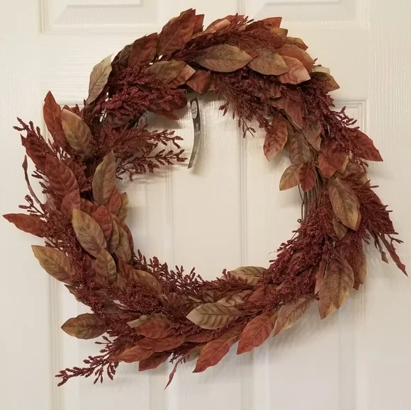 Fall Wreath -Red Rust Leaves
