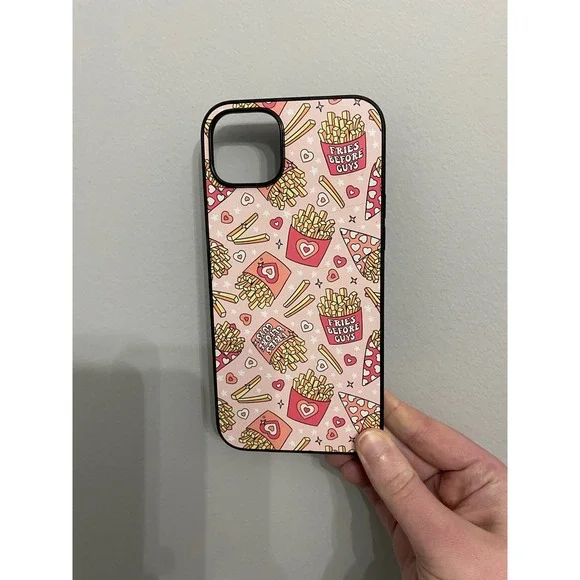 iPhone 15 Plus Case Unisex Pink Fries Before Guys Graphic Print Protective Shell