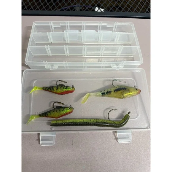 Fishing Lure Lot Soft Plastic Swimbaits Paddle Tail Worm Lures Jig‎ Hooks Case