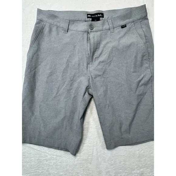 Travis Mathew Shorts Mens 34 Steel Gray Golf Flat Front Athletic Logo NWOT