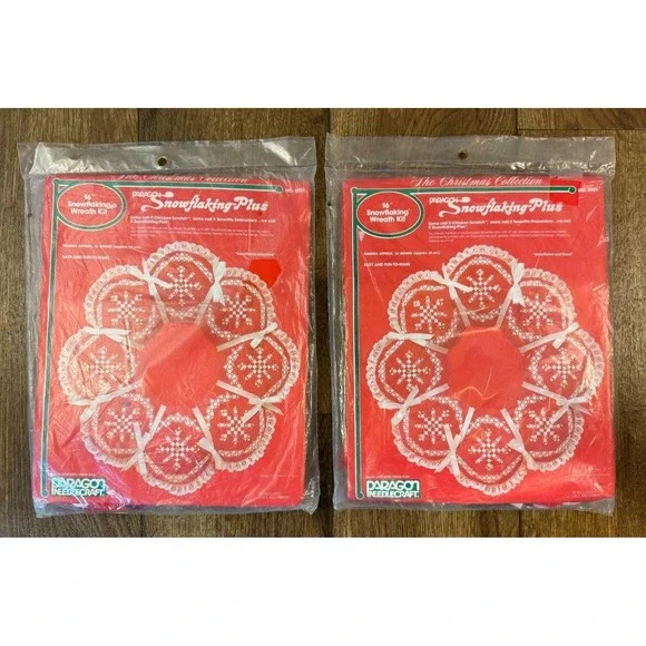 Vintage Paragon Needlecraft Snowflaking‎ Plus 16 Inch Wreath Kit #6931 New Lot 2