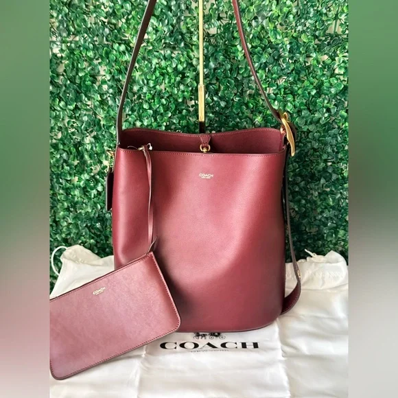 Coach Burgundy Bleecker Leather Shoulder Bucket Bag