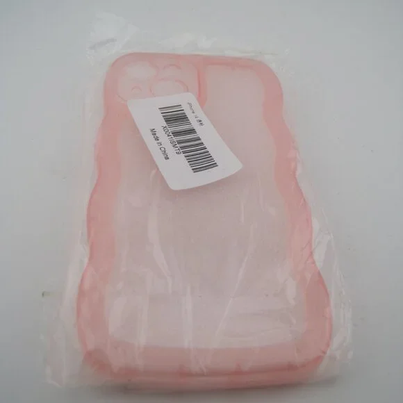 Pink Phone Case for iPhone 14 6.1 inches, Soft Transparent TPU Wavy Edges NEW