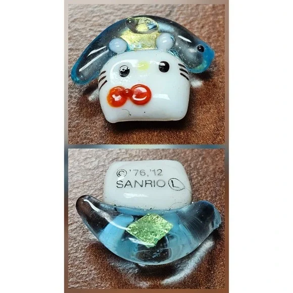 2012 Sanrio Hello Kitty Glass Micro Figurine Dolphin Hat Rare '76 '12 Stamped