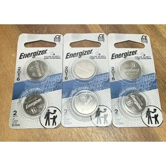 ENERGIZER CR2016 2 Pack, 3v Lithium Battery. 3 Packs Total.