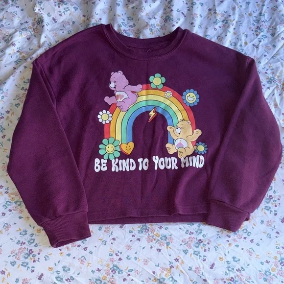 Care Bears Burgundy Purple Rainbow 'Be Kind To Your Mind' Sweatshirt