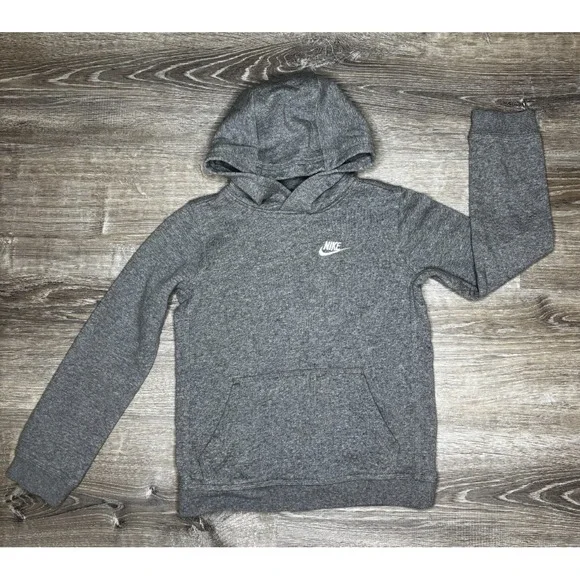 NIke Youth Boys Girls Grey Pullover Hoodie Sweatshirt Long‎ Sleeve Medium