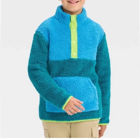 Cat & Jack Color-block Fleece Pullover Sweatshirt, Size XL