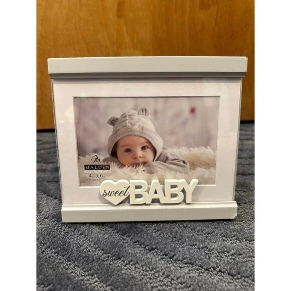 Sweet Baby White 4x6 Photo Frame Nursery Decor Neutral