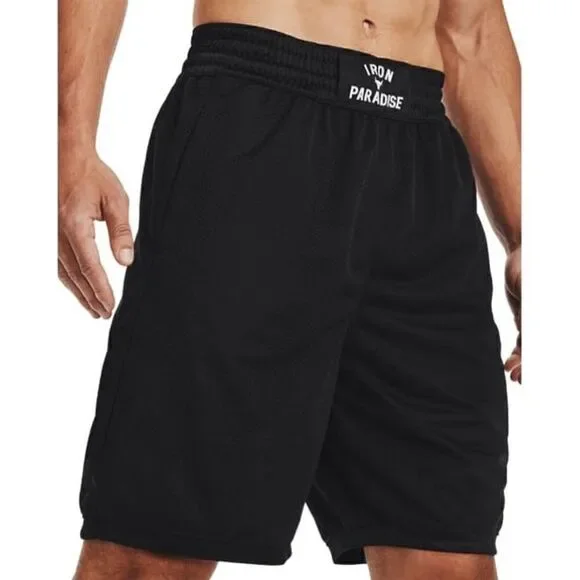 Under Armour UA Project Rock Iron Paradise Black Mesh Shorts Men's Size Small S