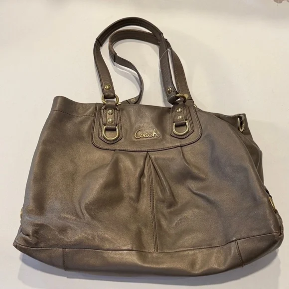 Coach Metallic Brown Leather Tote