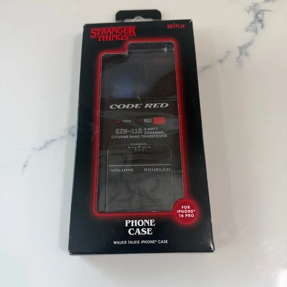 Stranger Things Code Red Walkie Talkie Case for iPhone 16 Pro Netflix Retro Blk