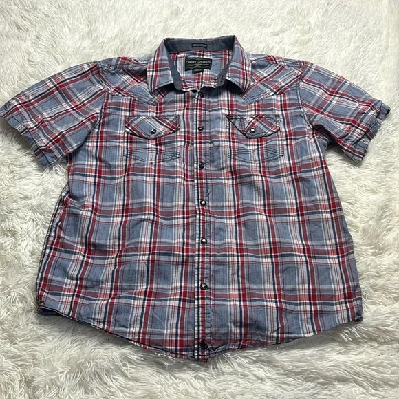 Cody James Plaid Short Sleeve Snap Button Shirt