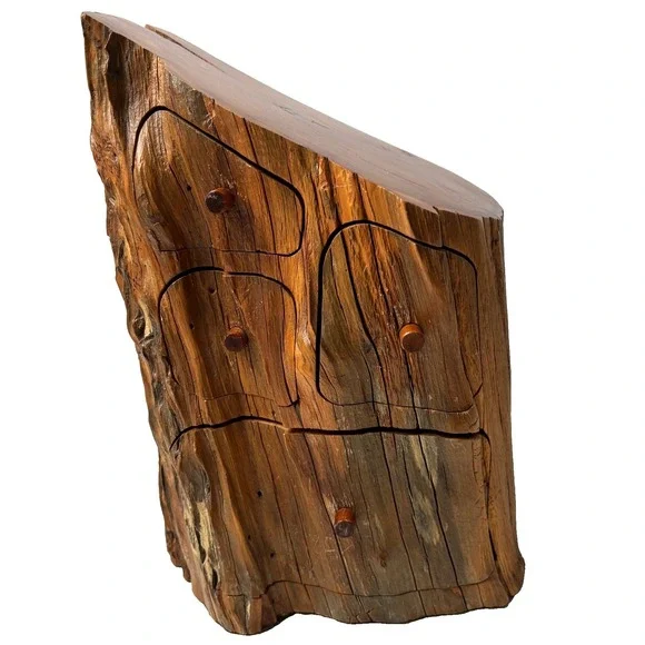 Jeff Trag 1988 Natural Wood 4 Drawer + Secret‎ Drawer Jewelry Box Cedar Signed