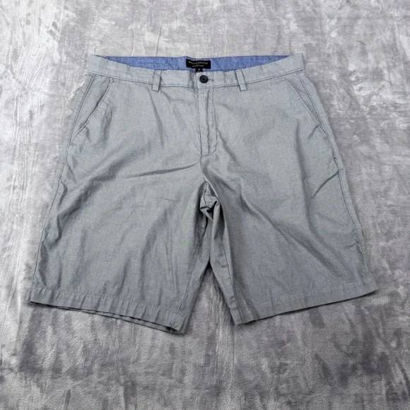 Banana Republic Emerson Shorts Men 36 Grey Cotton Micro Pattern Flat Front 9.5in