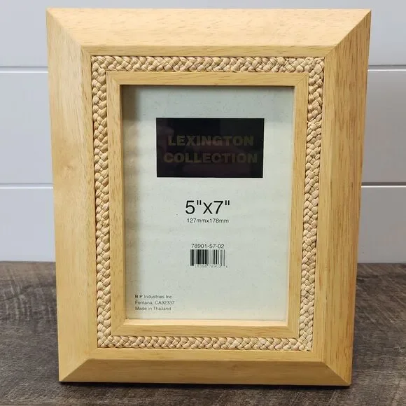 Lexington Collection 5x7 Wood Picture Frame With Wooven Braided Inlay