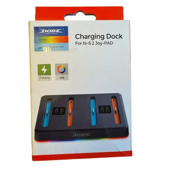 DOBE Charger Dock for Nintendo Switch 2 Joy-PAD Controllers RGB Lights Modes