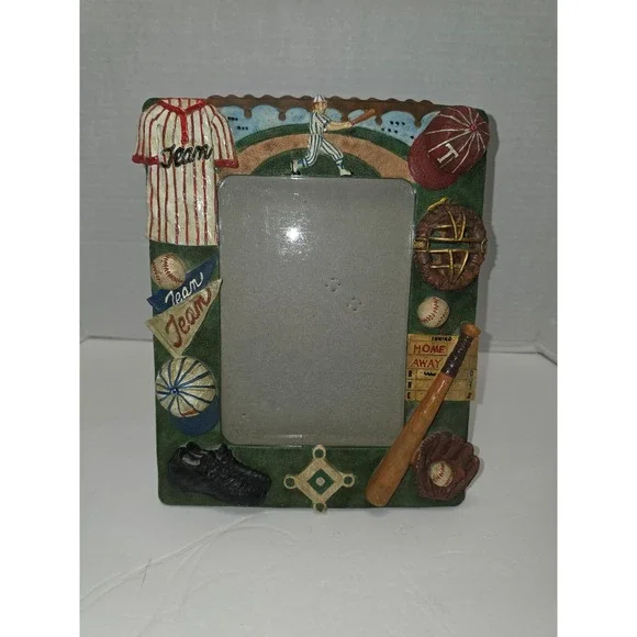 hand-painted poly-resin baseball themed picture frame 3D Russ