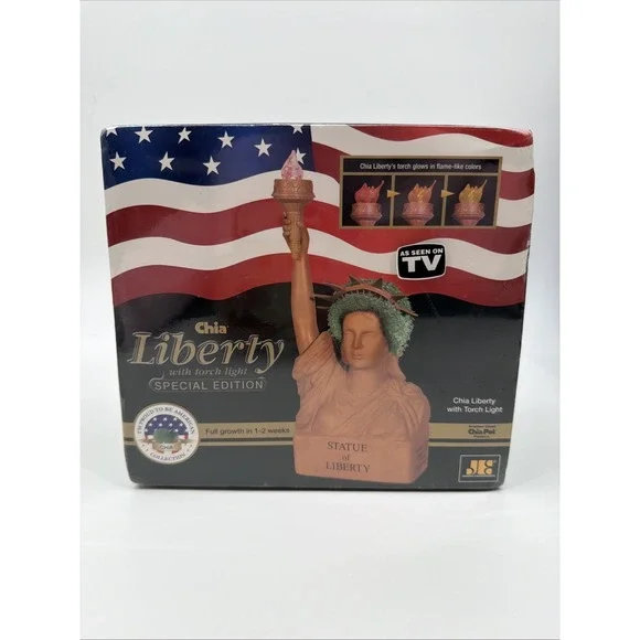 Chia Liberty Pet Planter Statue With Torch Light Special Edition (Brand New)