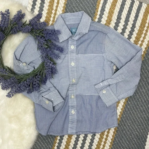 Baby Gap toddler striped blue white button down shirt C-10