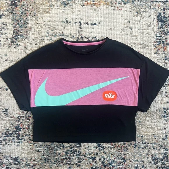 Girl- Nike Black Knit Fabric with White Logo