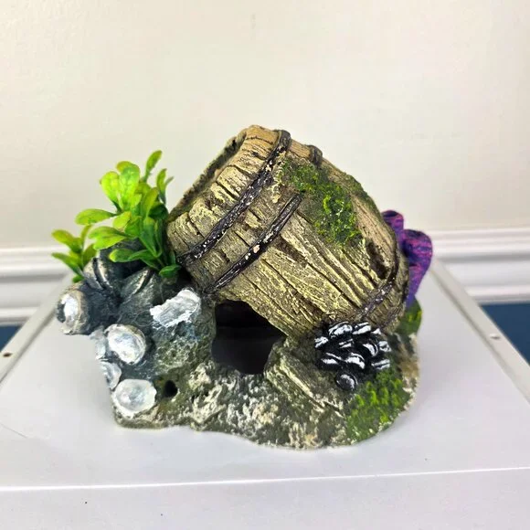 Aquarium Decor Barrel Coral Plants Shells 6.5